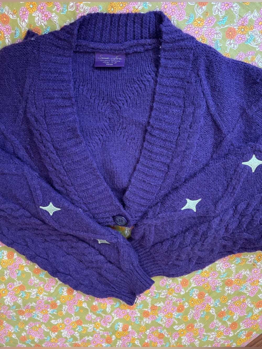 Taylor Swift Speak Now Purple Cable Knit Button-Front Cardigan